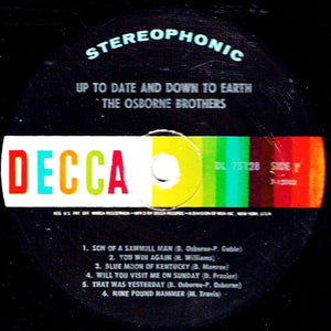 The Osborne Brothers : Up To Date And Down To Earth (LP, Album)