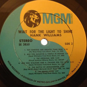 Hank Williams : Wait For The Light To Shine (LP, Album)