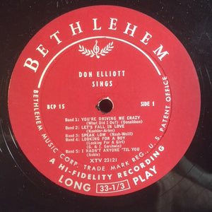Don Elliot* : Don Elliot Sings (LP, Album, Mono)