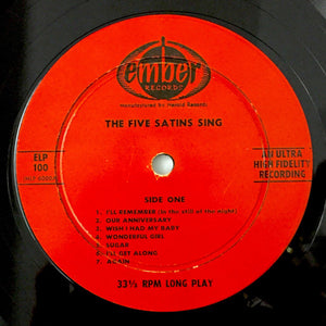 The Five Satins : The 5 Satins Sing (LP, Album, Mono)