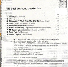 Load image into Gallery viewer, The Paul Desmond Quartet : Live (CD, Album, RE)
