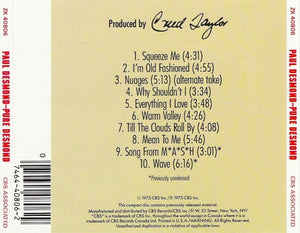 Paul Desmond : Pure Desmond (CD, Album, RE, RM)