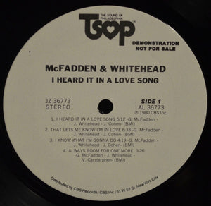 McFadden & Whitehead : I Heard It In A Love Song (LP, Album, Promo)