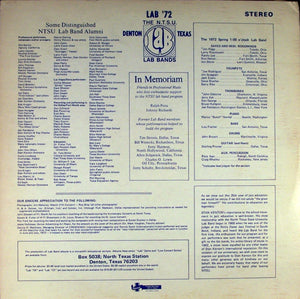 North Texas State University Lab Band*, Leon Breeden : Lab 72 (2xLP, Album)