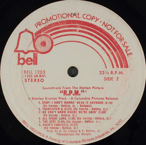 Barry DeVorzon* & Perry Botkin, Jr.* : R.P.M. (The Original Motion Picture Soundtrack) (LP, Promo)