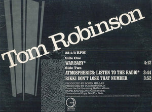 Tom Robinson : War Baby (12", Promo)