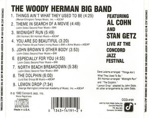 The Woody Herman Big Band Featuring Al Cohn And Stan Getz : Live At The Concord Jazz Festival (CD, Album, RE)
