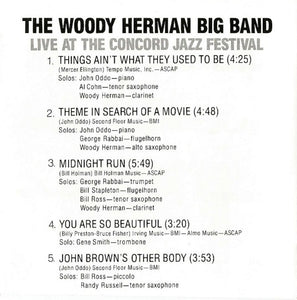 The Woody Herman Big Band Featuring Al Cohn And Stan Getz : Live At The Concord Jazz Festival (CD, Album, RE)