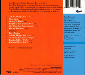 Paul Desmond, Gerry Mulligan : Two Of A Mind (CD, Album, RM)