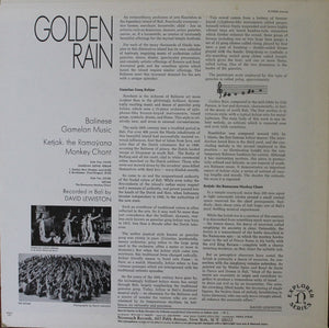 David Lewiston : Golden Rain (Balinese Gamelan Music / Ketjak: The Ramayana Monkey Chant) (LP, Album, RE)