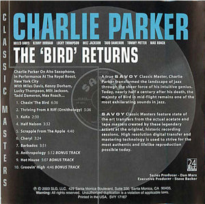 Charlie Parker : The 'Bird' Returns (CD, Album, RE, RM)