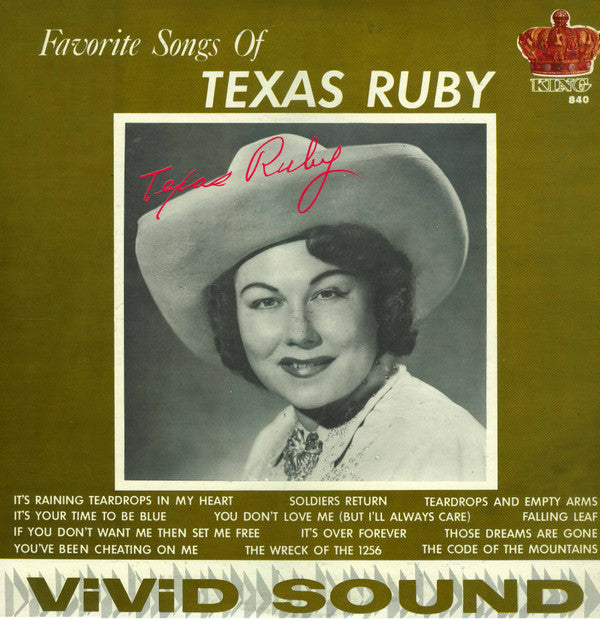 Texas Ruby : Favorite Songs Of Texas Ruby (LP, Album)