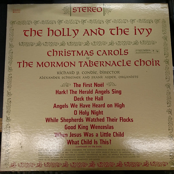 The Mormon Tabernacle Choir* : The Holly And The Ivy:  Christmas Carols By The Mormon Tabernacle Choir (LP, Album)