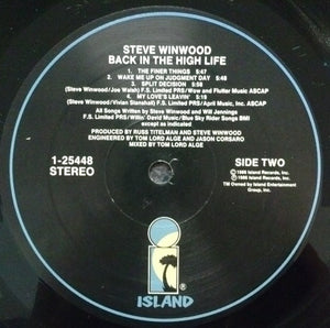 Steve Winwood : Back In The High Life (LP, Album, All)