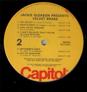 Jackie Gleason : Jackie Gleason Presents Velvet Brass (LP, Album, RE)