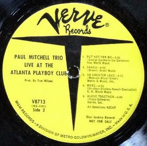 Paul Mitchell Trio : Live At The Atlanta Playboy Club (LP, Mono, Promo)