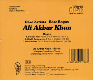 Ali Akbar Khan, Swapan Chaudhuri : Rare Artists - Rare Ragas (CD, Album, RP)