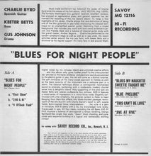 Laden Sie das Bild in den Galerie-Viewer, Charlie Byrd : Blues For Night People (LP, Album, RE, Enh)
