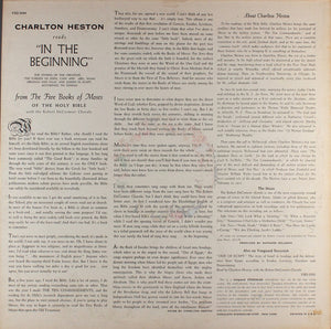Charlton Heston With The Robert DeCormier Chorale : Charlton Heston Reads "In The Beginning" From The Five Books Of Moses Of The Holy Bible (LP, Album)