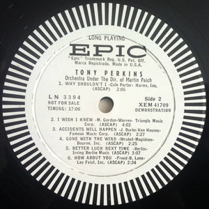 Tony Perkins* : Orchestra Under The Direction Of Martin Paich (LP, Promo)