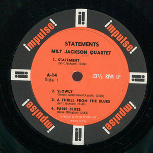 Milt Jackson Quartet* : Statements (LP, Album, Mono, Amp)
