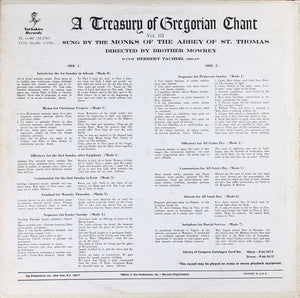 Monks Of The Abbey Of St. Thomas : A Treasury Of Gregorian Chant, Vol. III (LP, Album, Ora)