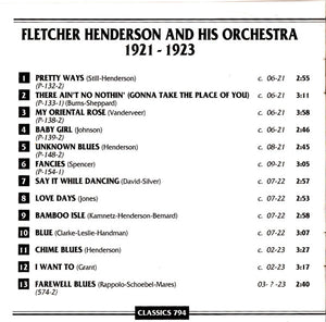 Fletcher Henderson And His Orchestra : 1921-1923 (CD, Comp)