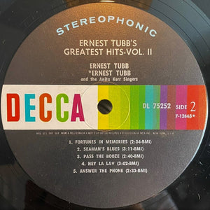 Ernest Tubb : Ernest Tubb's Greatest Hits Vol. II (LP, Comp, Gat)