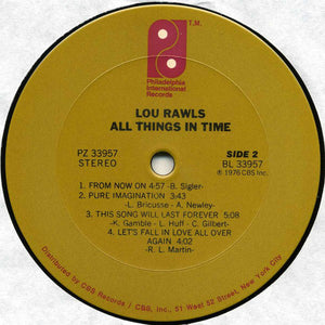 Lou Rawls : All Things In Time (LP, Album, Pit)