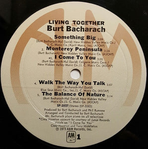 Burt Bacharach : Living Together (LP, Album, Mon)