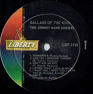 The Johnny Mann Singers : Ballads Of The King (LP, Album, Mono)