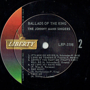 The Johnny Mann Singers : Ballads Of The King (LP, Album, Mono)