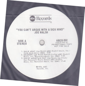 Joe Walsh : You Can't Argue With A Sick Mind (LP, Album, Promo)