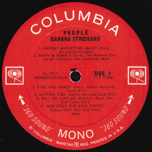 Barbra Streisand : People (LP, Album, Mono, RP, Pit)