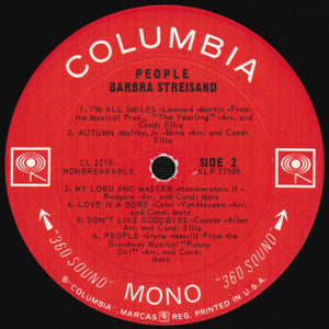 Barbra Streisand : People (LP, Album, Mono, RP, Pit)
