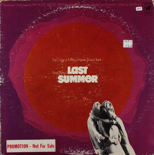 John Simon : Last Summer - The Original Motion Picture Soundtrack (LP, Promo)