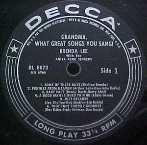 Brenda Lee : Grandma What Great Songs You Sang! (LP, Album, Mono)