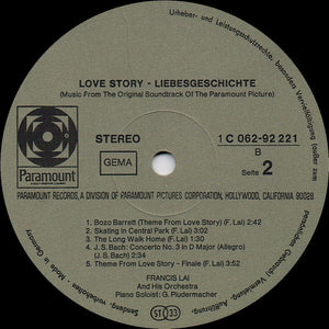 Francis Lai : Love Story - Music From The Original Soundtrack Of The Paramount Picture (LP, Album)