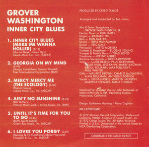 Grover Washington* : Inner City Blues (CD, Album, RE)
