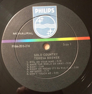 Teresa Brewer : Gold Country (LP, Album, Mono, Mer)