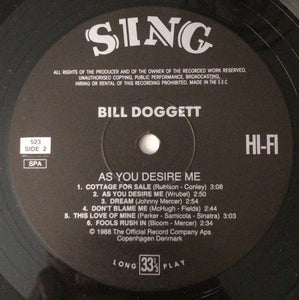 Bill Doggett : As You Desire Me (LP, Album, RE)