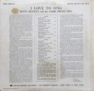 Betty Bennett With  The Andre Previn Trio* : I Love To Sing (LP, Album, Mono)