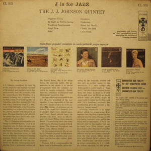 The J.J. Johnson Quintet : J Is For Jazz (LP, Mono)