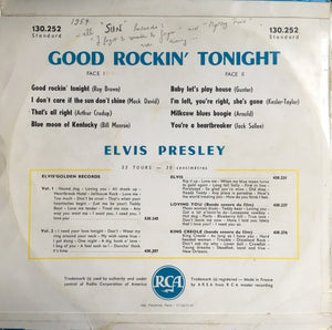 Elvis Presley : Good Rockin' Tonight (10", Comp, RP, Yel)