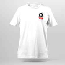 Load image into Gallery viewer, Front view of Record Town white t-shirt featuring the iconic sign as a chest logo.
