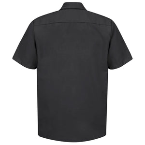 Short Sleeved Black Record Town Work Shirt Back View