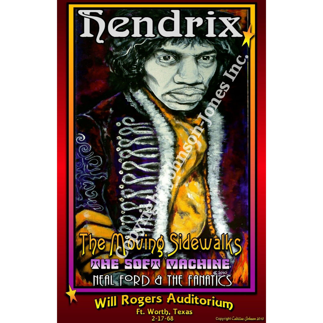 12 x 18 of Jimi Hendrix with The Moving Sidewalks, The Soft Machine and Neal Ford & The Fanatics at Will Rogers Auditorium in Fort Worth, Texas Feb. 2, 1968